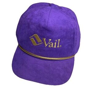 Vintage Imperial Headwear Vail Ski Resort Purple Suede Rope Hat Snapback Mens